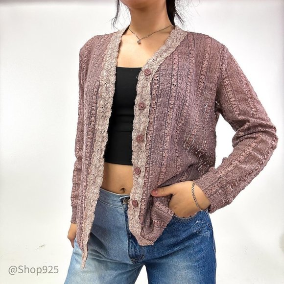 Tops - 90s Lace Button Up Cardigan sheet